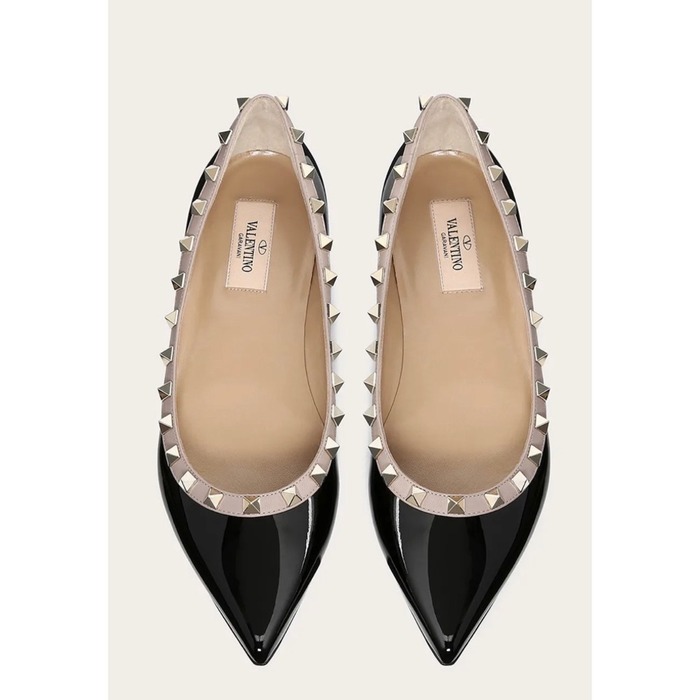 COPY - Valentino Rockstud Ballet Flats in Black and Blush size 38.5